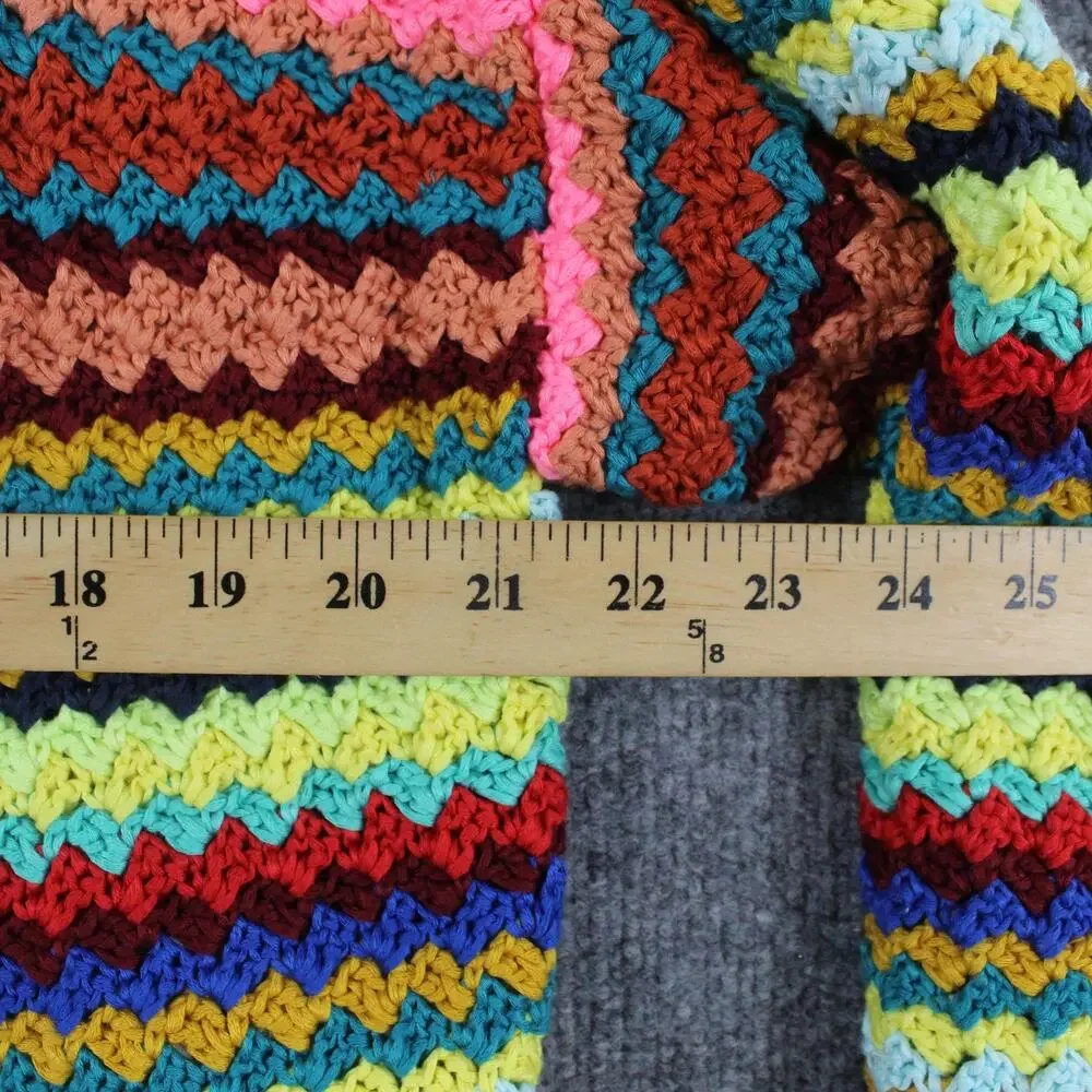 Moth Sweater Small Betty Knit Cardigan Multicolor Crochet Open Knit Boho Artsy - Picture 14 of 15